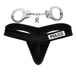 CandyMan String Police avec menottes Noir